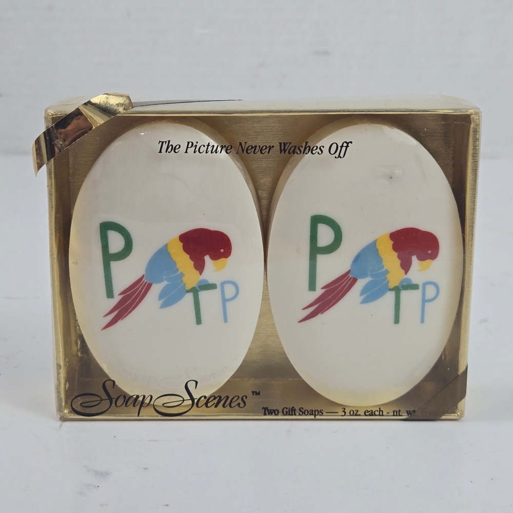 Soap Scenes Vintage Parrot PTP Gift Soap Set 2 Bars 3oz Each Tropical Decor NIB